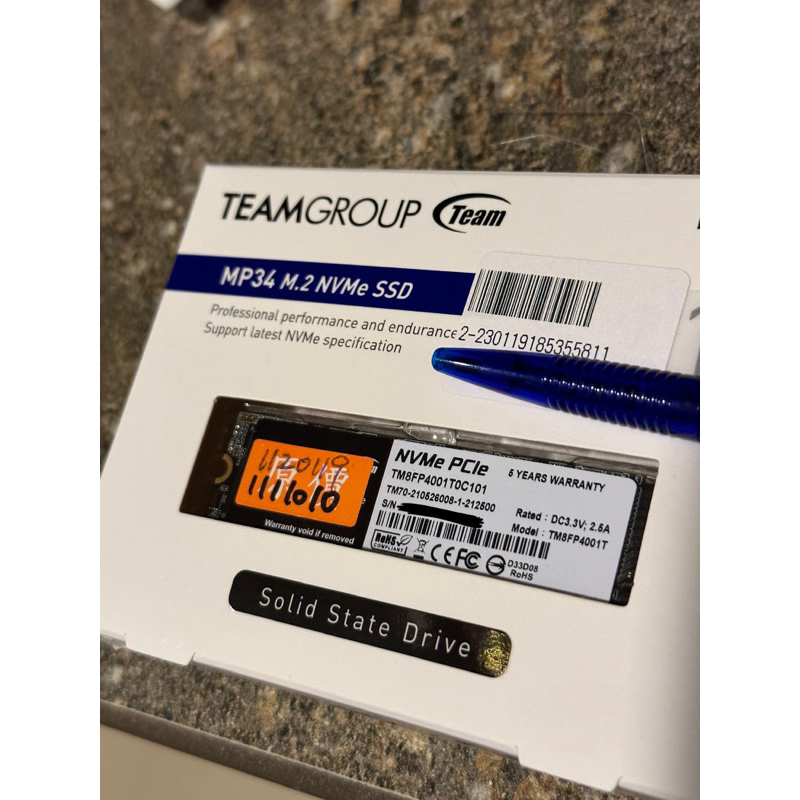 全新 TEAM十銓 M.2 SSD 1TB /MP34 /隨便賣