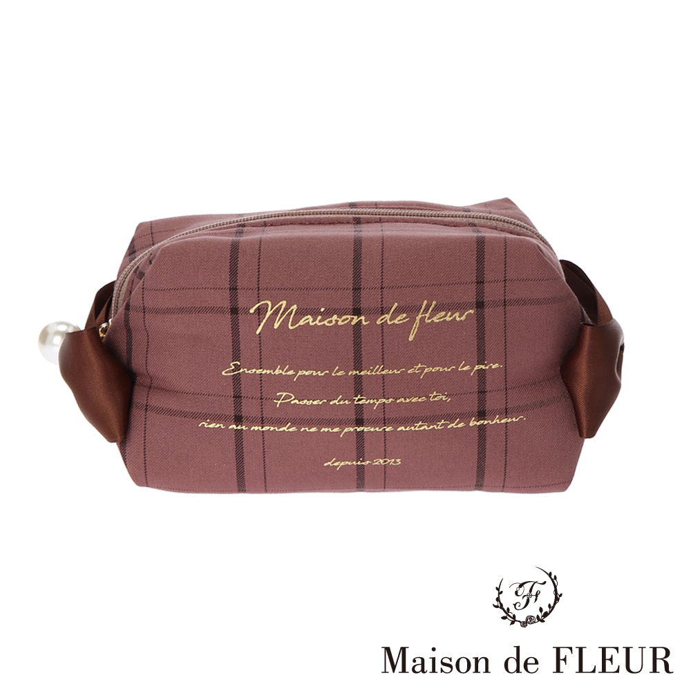 Maison de FLEUR CHOCOLATE系列格紋弧形手拿包(8A21FJJ0500)