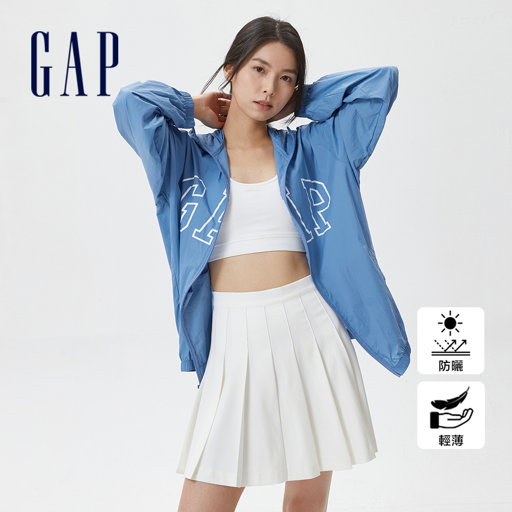 Gap 男女同款 Logo防曬連帽外套 輕透氣系列-藍色(602744)