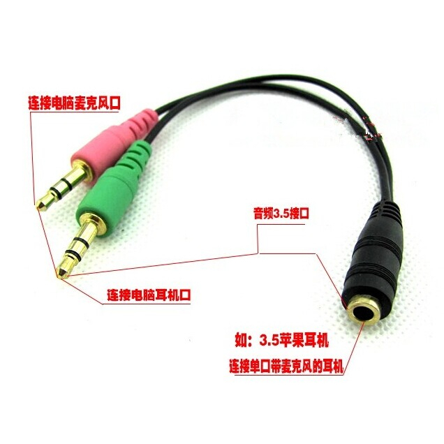 3.5mm 一分二 音源線 手機耳機轉電腦雙孔耳麥 二合一 手機耳機轉電腦 單母轉雙公 1分2 2合1 二合一 遠端