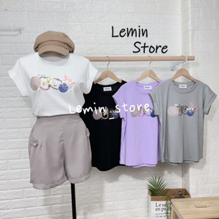 韓國🇰🇷 新品 燙金英文 色塊 棉質上衣 追加款 涼感棉