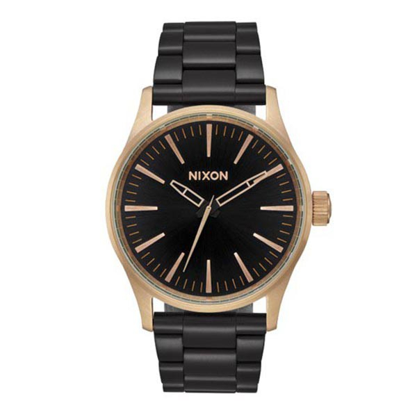 NIXON SENTRY 38 SS 極簡復刻 黑 玫瑰金 黑錶 鋼錶帶 手錶 男錶 女錶 石英錶 A450-2481