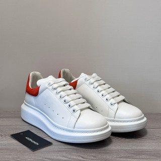 ASCE｜Alexander McQueen 橘紅尾女碼皮革小白鞋 麥昆 麥坤