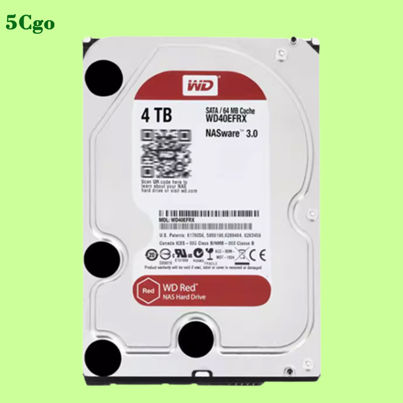 5Cgo【含稅】WD/西部數據 WD40EFRX 4TB 3.5寸 5.4k 64M桌上型電腦紅標Red NAS專用