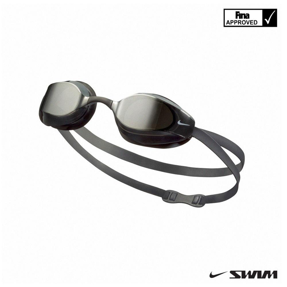 NIKE SWIM 成人 專業型鏡面 泳鏡 抗UV 防霧 VAPOR 銀 NESSA176-040