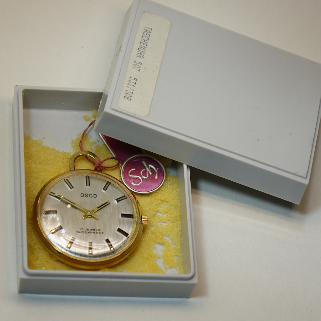 1970s 德國 🇩🇪 OSCO 鍍金機械懷錶 / 庫存新錶