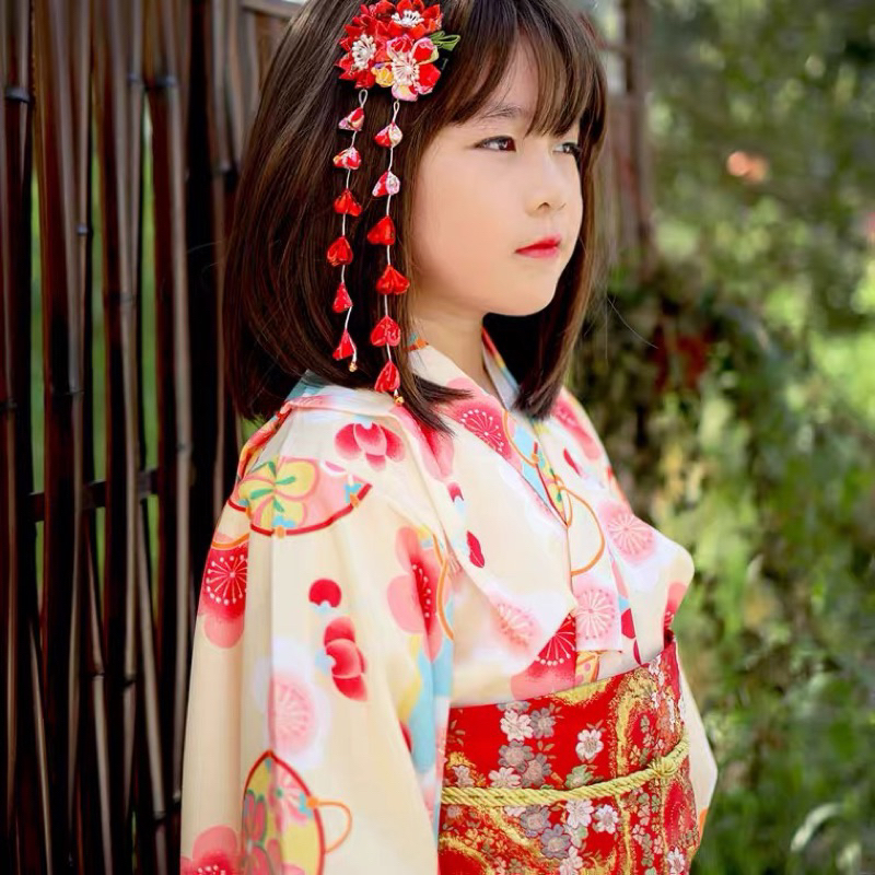 H 日本兒童和服女童公主日式浴衣薄款櫻花小孩中國風
