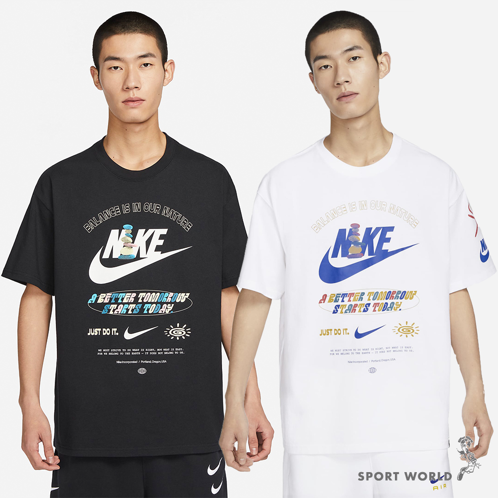 Nike 男 短袖 棉質 印花 標語 黑/白【運動世界】DZ2851-010/DZ2851-100