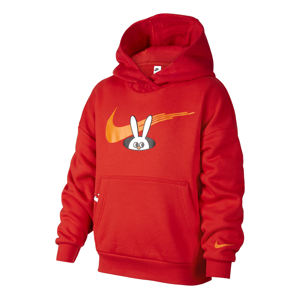 Nike NSW PO HOODIE CNY 大童 紅色 兔年 連帽 休閒 長袖 上衣 FD4076-657