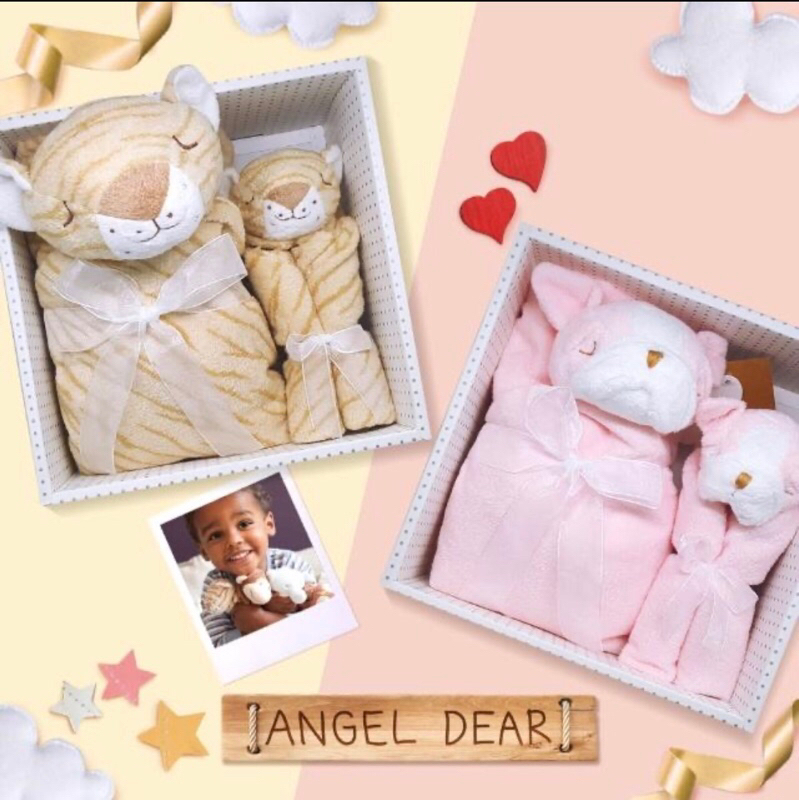 【Angel Dear】經典彌月禮盒-毛毯+安撫巾 老虎造型