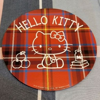 Sanrio 三麗鷗 Hello Kitty 格紋 學院風 15cm 貼紙 大貼紙 圓盤貼紙