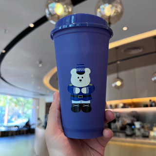 Starbucks官方正品！星巴克杯子環保杯自帶杯小熊溫變款塑膠隨行杯子果汁珍奶茶奶昔茶水咖啡杯 473ml
