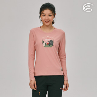 ADISI 女智能纖維超輕速乾長袖圓領圖騰上衣AL2221014 (S-2XL) 夕陽玫瑰粉｜排汗快乾 單向導濕 彈性