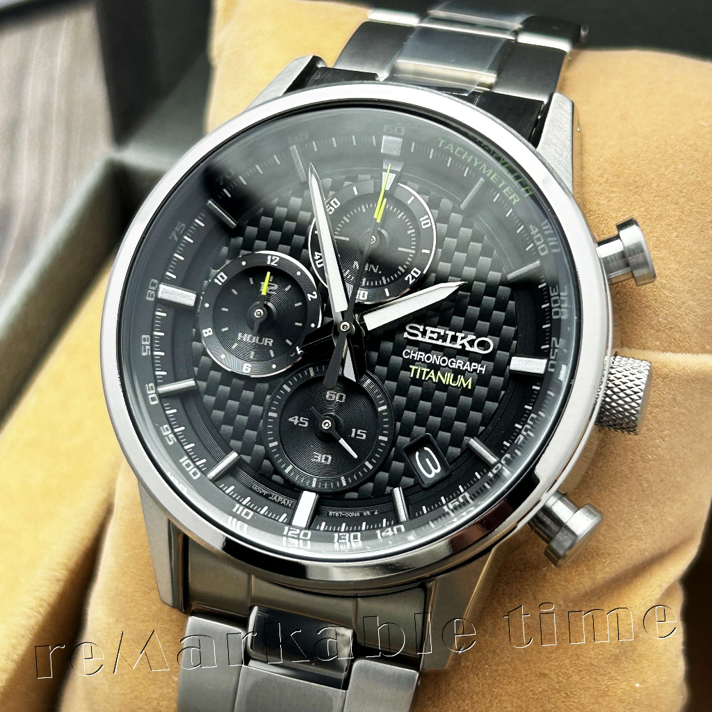 【SEIKO 三眼計時手錶】計時碼表鈦金屬男錶款SSB389/SSB389P1