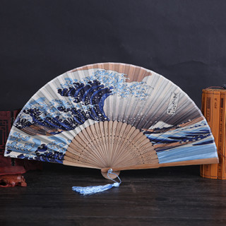 臺灣現貨天天寄【粉紅菲菲】啞光漆邊真絲娟面日式和風江戶日本竹柄摺扇富士山系列和服扇子（7425-175）35-0175