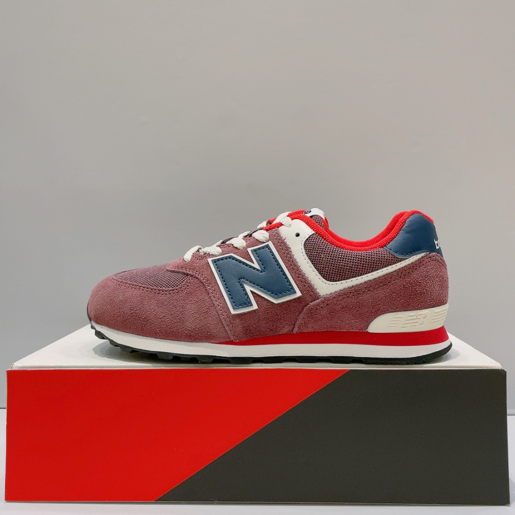 New Balance NB 574 大童 酒紅色 綁帶 寬楦 麂皮 復古 運動 休閒鞋 GC574NX1
