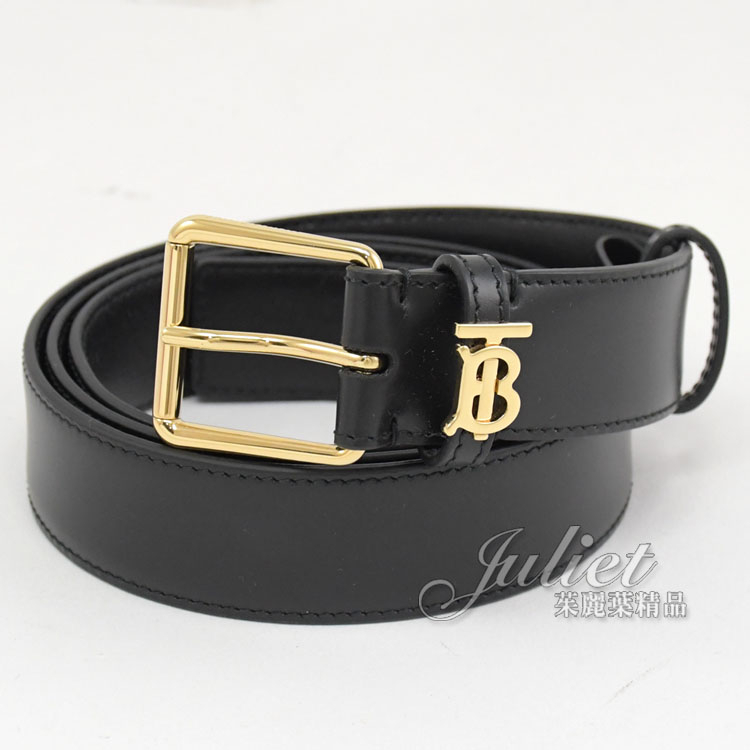 【茱麗葉精品】【展示近全新】BURBERRY 8055601 NEW TB 經典針釦式皮帶.黑 #0 現貨在台