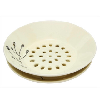 日本國內製造 窯元 瀨戶燒 花(姬枝)15cm 瀝水盤組