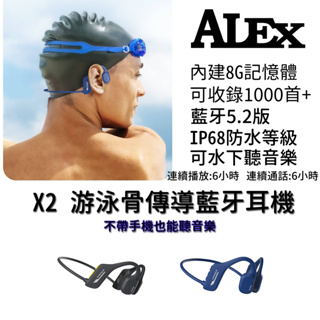 可水下聽歌 X2 8GMP3游泳骨傳導藍牙耳機 ip68防水 (附2條充電數據線 一條家中用一條公司用)