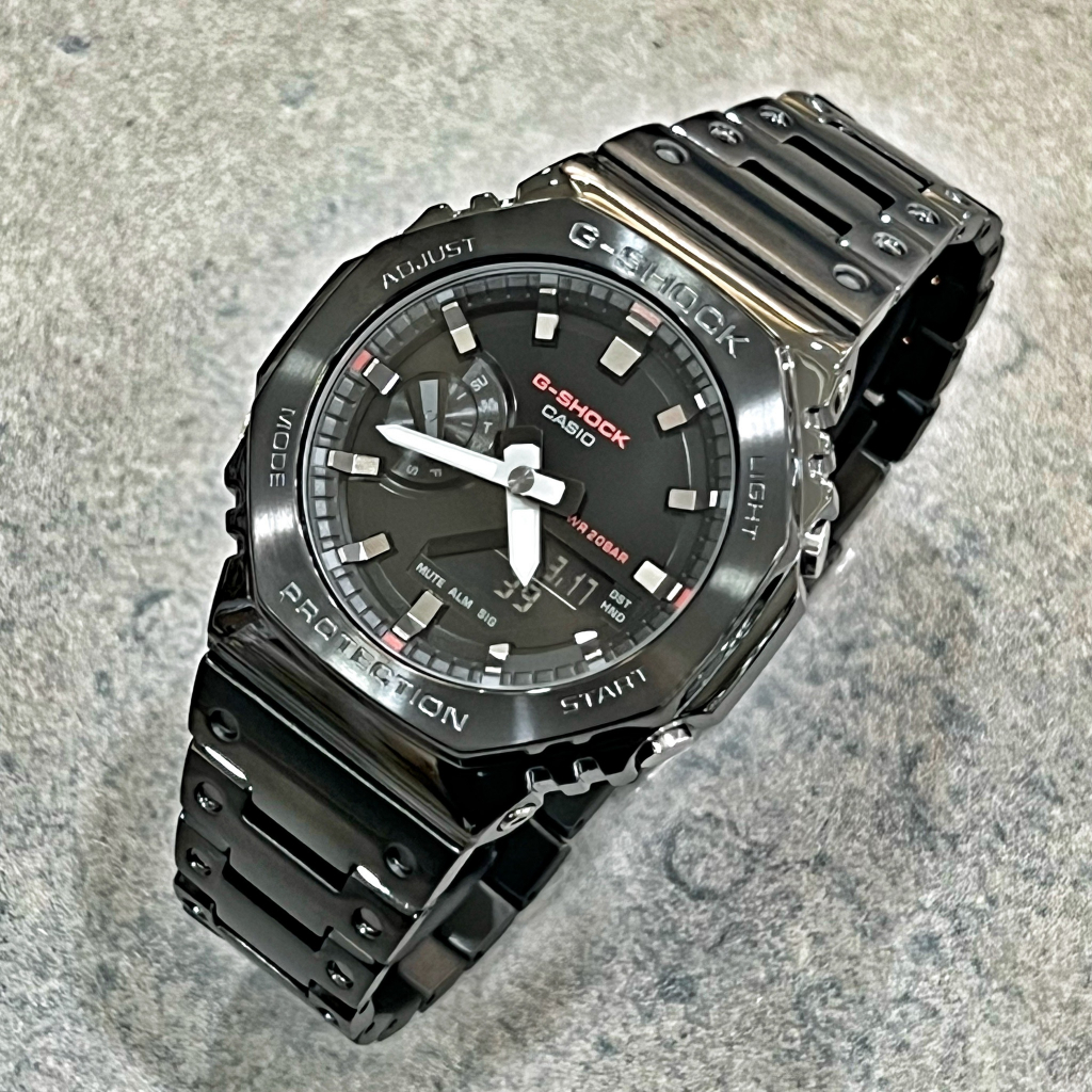 【CASIO】G-SHOCK GM-2100CB-1A 改裝GM-B2100全金屬款/GM-2100專用金屬錶帶(黑)