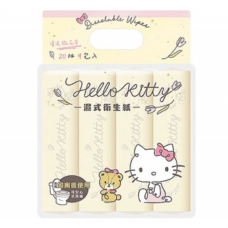 Hello Kitty 可沖式濕紙巾(花果香氛)20抽x4包入【小三美日】三麗鷗授權 D503649