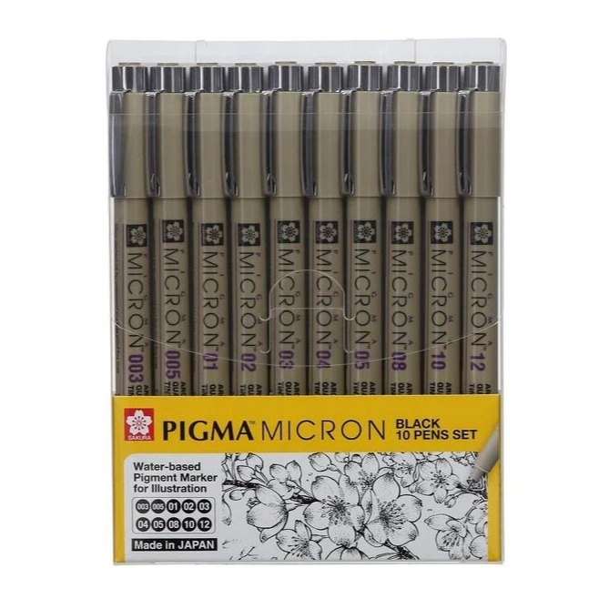 SAKURA 櫻花 Pigma Micron 筆格邁黑色代針筆-10入組(XSDK-10A)出墨均勻 遇水不暈染