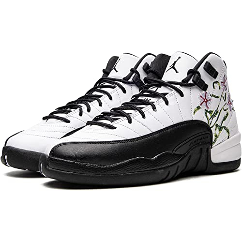 S.G NIKE AIR JORDAN 12 GS DR6956-100 黑白 籃球鞋 刺繡 小花 女