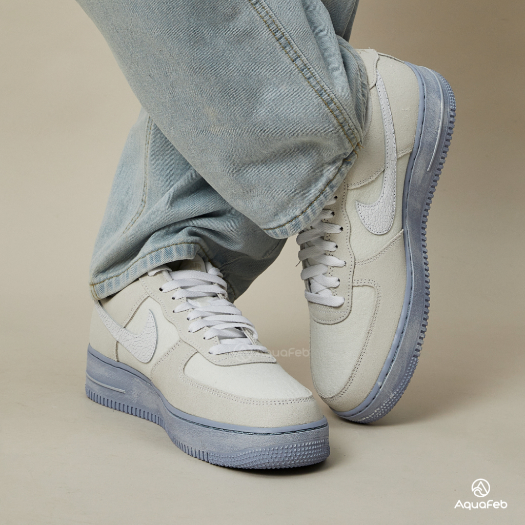 Nike Air Force 1 Low Blue Whisper 男 藍白 爆裂 經典 休閒鞋 DV0787-100