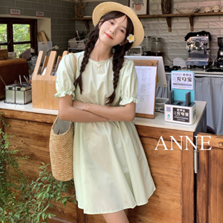 ANNE｜泡泡袖後綁帶連身裙【AD20248】綁帶洋裝 短裙 夏天洋裝 海邊洋裝 短袖洋裝 泡泡袖 連身裙夏天 連身短裙