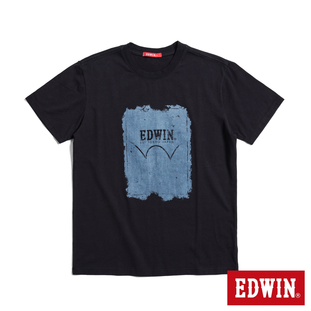 EDWIN 人氣復刻款 牛仔印花LOGO短袖T恤(黑色)-男款