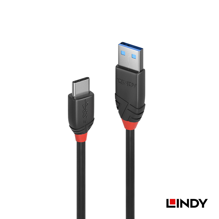 LINDY 林帝 Black USB 3.2 Gen 2 Type-C/公 A/公 傳輸線 0.5m (36915_A)