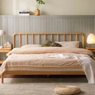 禾沐系列 實木竪條床架B款 實木床架 雙人床 日式床 床板 床組 風琴床 臥室床 HM-L7012 橙家居家具