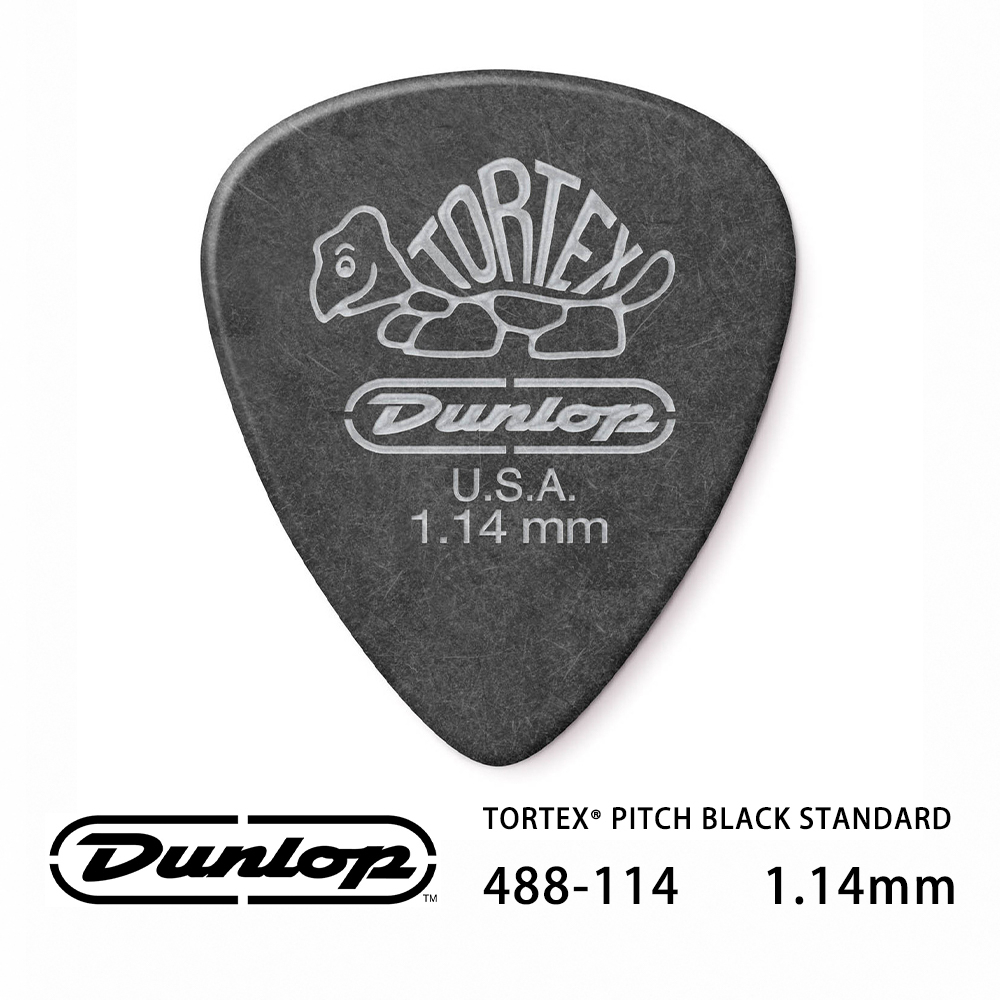 Jim Dunlop Tortex Pitch Black Standard 488R 1.14mm Pick
