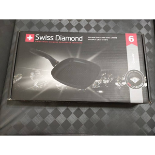 全聯【瑞士Swiss Diamond】瑞仕鑽石鍋 方鑽牛排鍋24cm(無蓋)