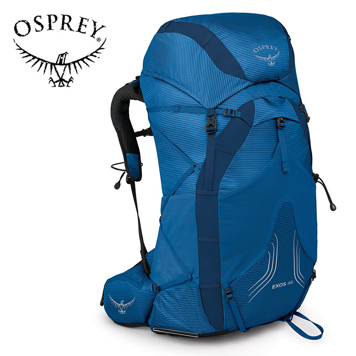 【Osprey 美國】Exos 48 輕量登山背包 男 水鴨藍 L/XL｜健行背包 自助旅行 徒步旅行後背包