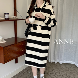 ANNE｜出清中｜299降199｜ 條紋長版連帽T【AD10124】孕婦連身裙 連帽上衣 條紋T 長版T恤 長袖T恤 孕