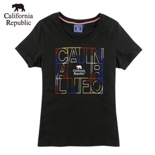 CALIFORNIA｜CR都會普普風多彩線條圓領棉TEE(女)