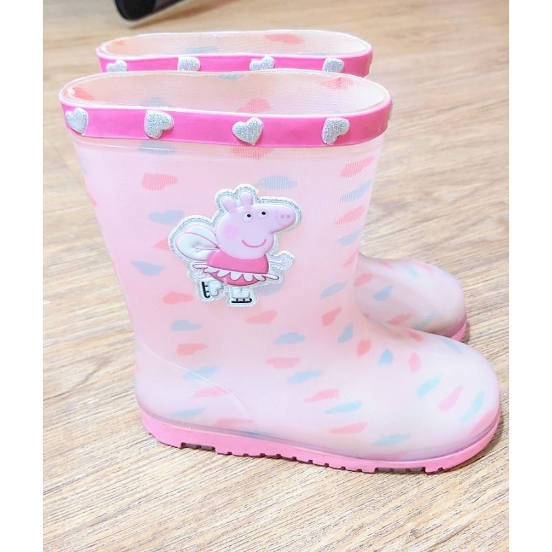 粉紅豬小妹佩佩豬附鞋墊粉色愛心兒童雨鞋