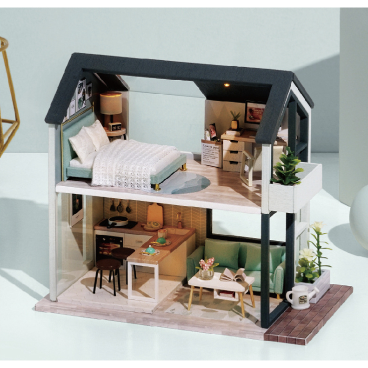 智趣屋 DIY  木製微型房屋 北歐複式拼裝別墅 組裝小屋系列 袖珍屋 禮物 微縮模型