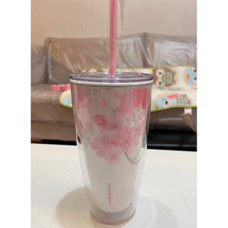 [現貨］樂扣樂扣 雙層吸管杯750ml 櫻花款 附吸管清潔刷