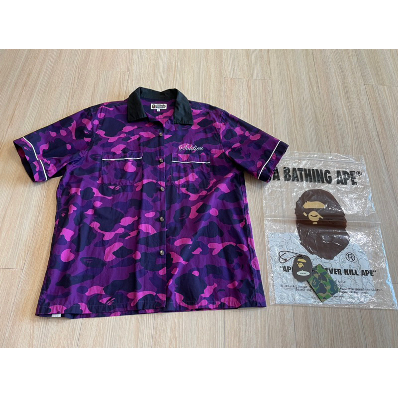 Bape 紫迷彩 短袖襯衫XL