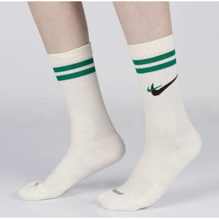 Nike Everyday Plus Cushioned 男女款 綠 米色(單入)奶油 雙勾 刺繡 長襪 DQ9165