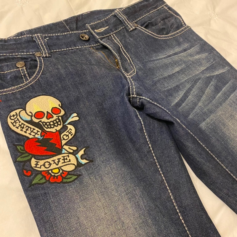 Ed hardy 刺繡 骷髏 男 牛仔褲 長褲 牛仔長褲#30