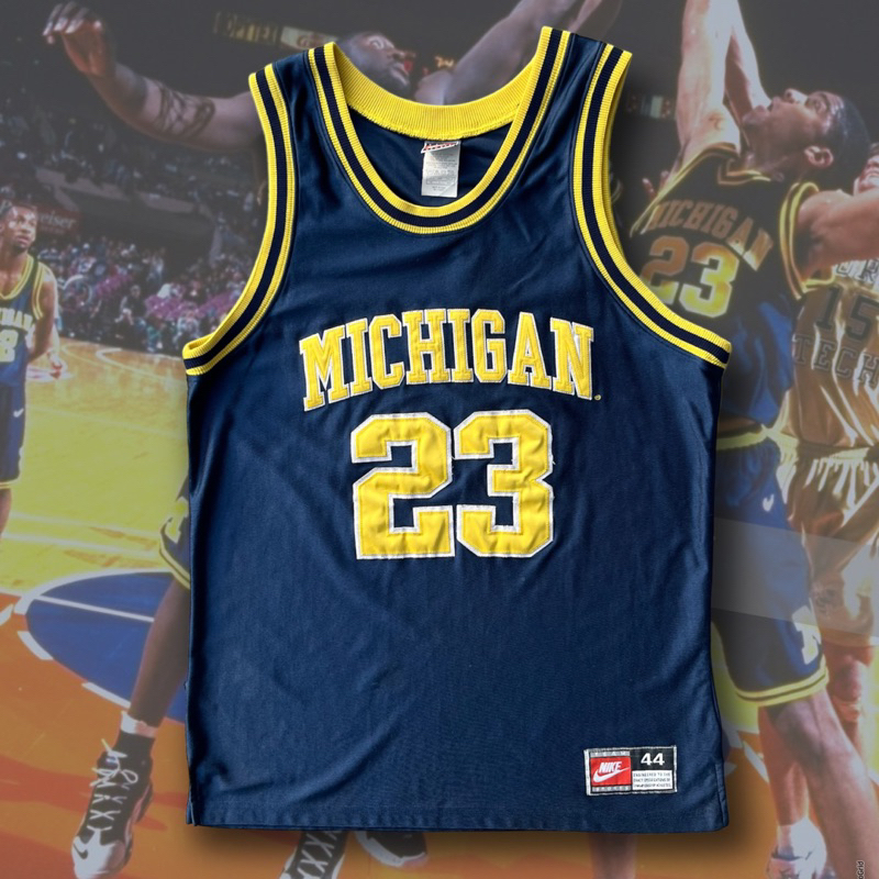 Maurice Taylor 1995 Michigan 📚 Nike 密西根 NCAA 客場藍 雙層電繡 球衣 古著