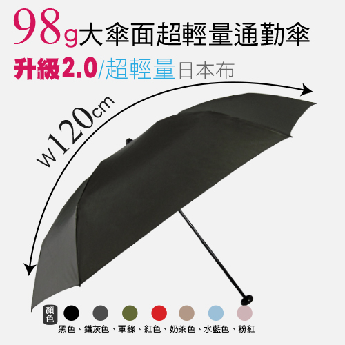 98克大傘面超輕量通勤傘(W120CM) / 抗UV /MIT洋傘/ 防曬傘 /雨傘 / 折傘 / 戶外用品