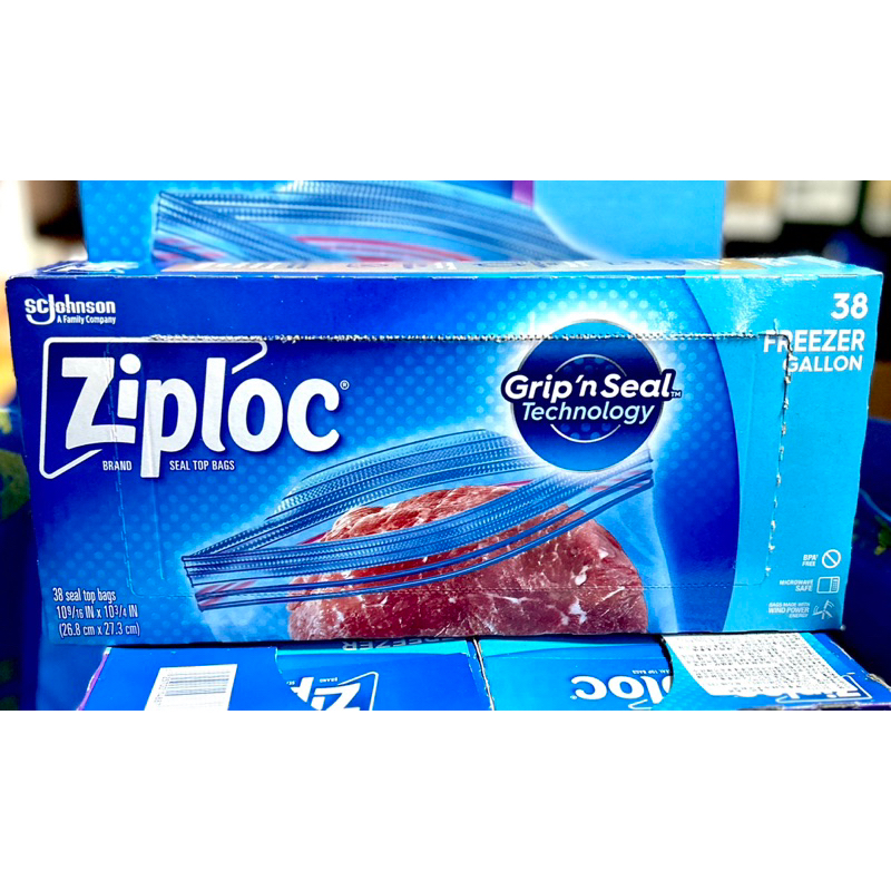 Costco好市多 Ziploc 雙層夾鏈冷凍保鮮袋 大 長26.8公分X寬27.3公分 38入/盒FreezerBag