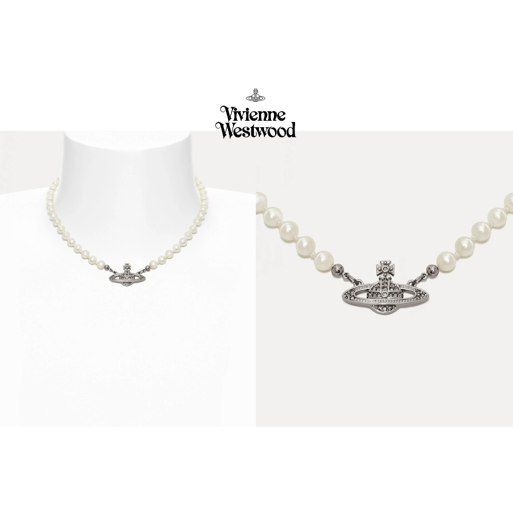 【英國代購】Vivienne Westwood 浮雕珍珠項鍊(銀) MINI BAS RELIEF PEARL(含運)