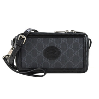 GUCCI 經典Retro系列GG Supreme帆布迷你斜背包(黑灰)｜100%原廠真品｜JS Maxx官方旗艦館