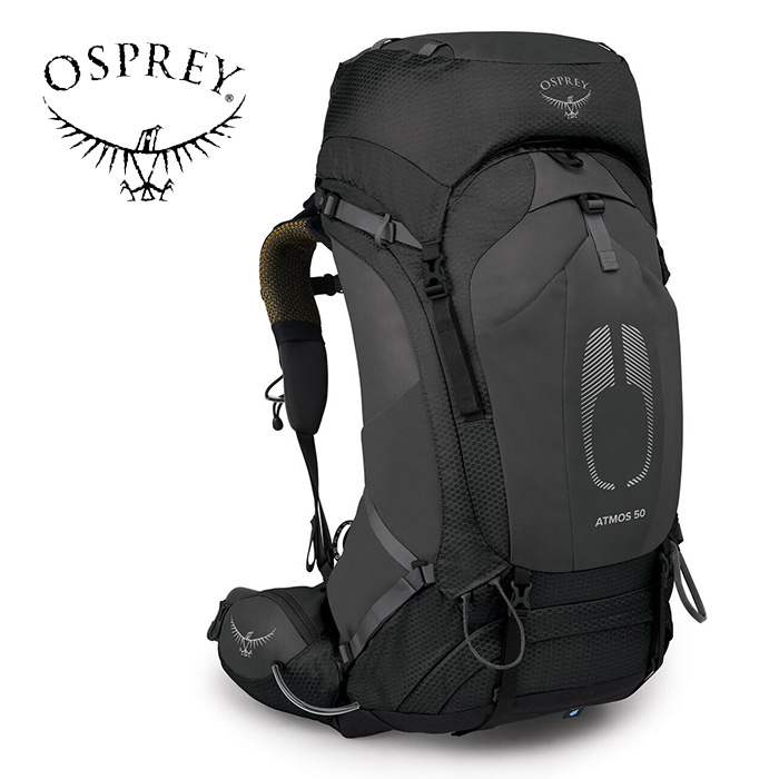 【Osprey 美國】Atmos AG 50 網架登山背包 男款 黑色｜健行背包 自助旅行 徒步旅行後背包