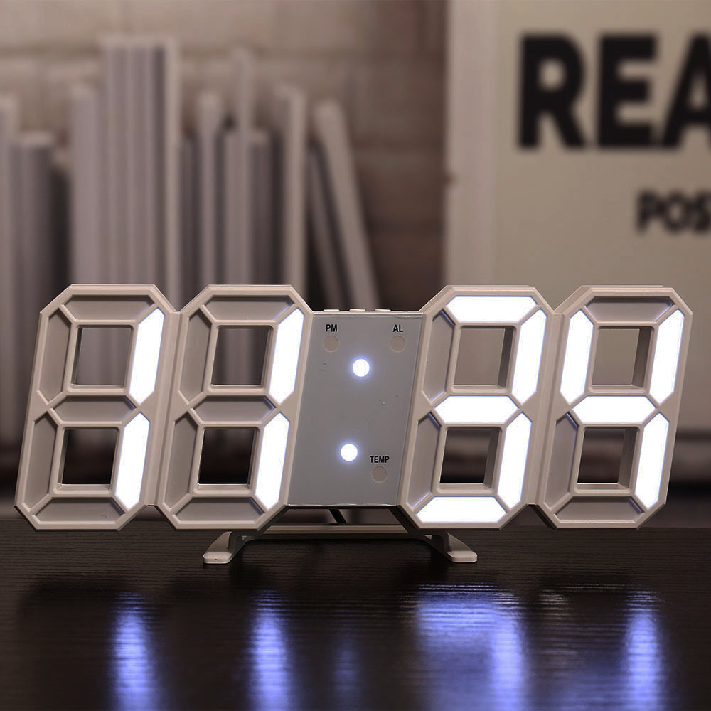 3D時鐘 數字時鐘 3D數字時鐘 立體時鐘 電子鐘 掛鐘 立鐘 鬧鐘 數字鐘 3D時鐘 LED鐘 白框白字/黑框白字